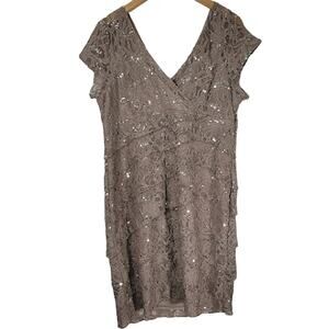 Scarlett Nite- Tan, Sequin, Layered Dress- size 16